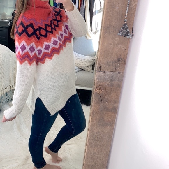 Aerie turtleneck sweater size xsmall oversized wool blend - Picture 2 of 7